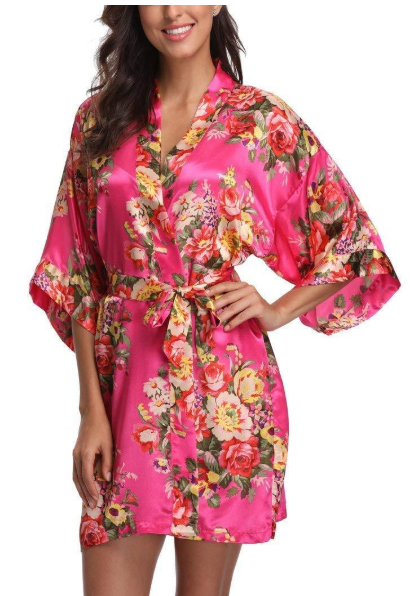 Hot Pink Baroque Floral Robe